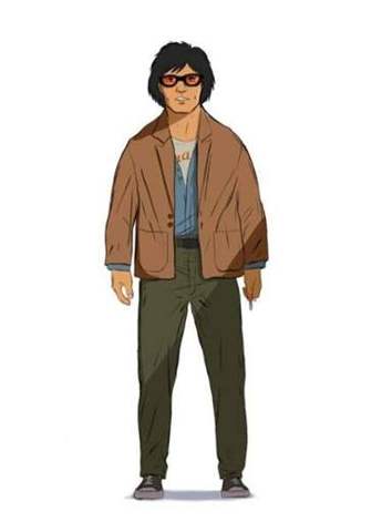 Glasses, brown jacket