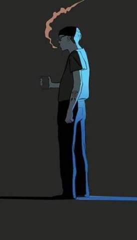 Smoking guy, blue light
